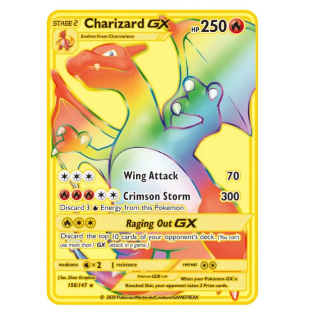 Carte Gold en Métal Pokémon Dracaufeu GX