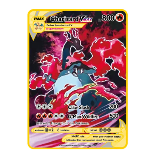 Carte Gold en Métal Pokémon Dracaufeu Vmax