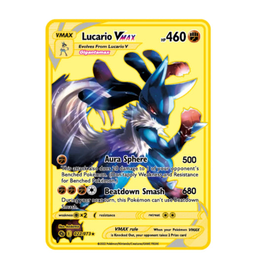 Carte Gold en Métal Pokémon Lucario