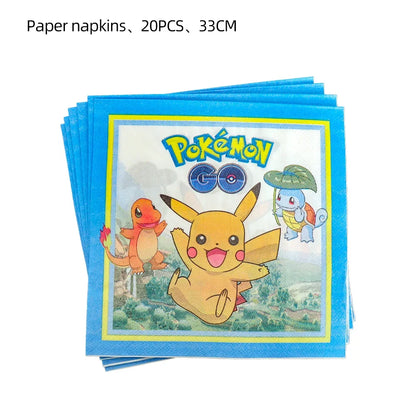 Ensemble de vaisselles jetable à thème de dessin animé Pokémon