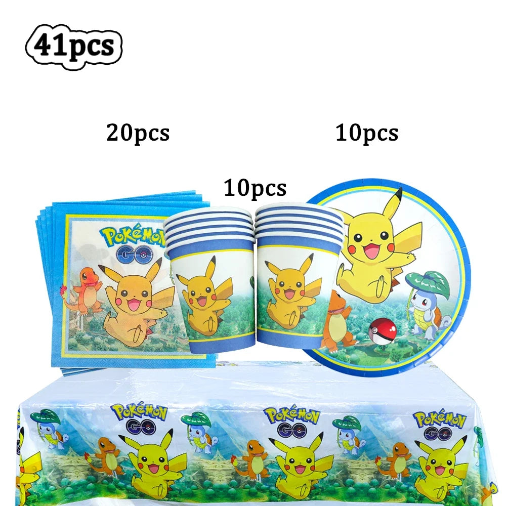 Ensemble de vaisselles jetable à thème de dessin animé Pokémon