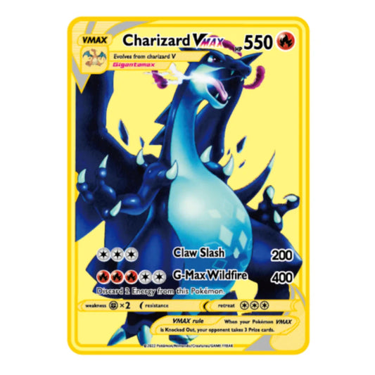 Carte Gold en Métal Pokémon Dracaufeu Noir