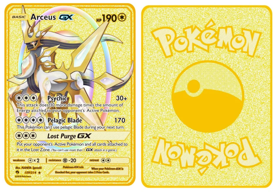 Carte Gold en Métal Pokémon Arceus Gx