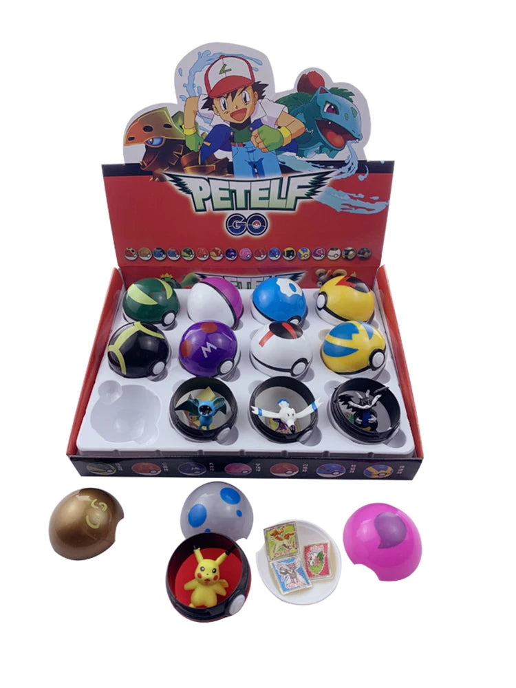 Lot de 12 Pokéballs avec figurines Pokémon