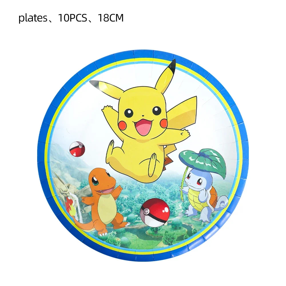 Ensemble de vaisselles jetable à thème de dessin animé Pokémon