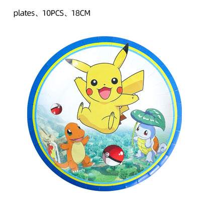 Ensemble de vaisselles jetable à thème de dessin animé Pokémon