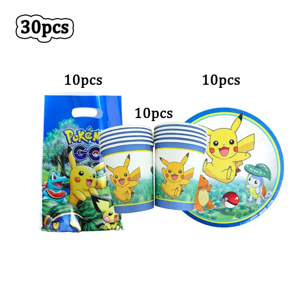 Ensemble de vaisselles jetable à thème de dessin animé Pokémon