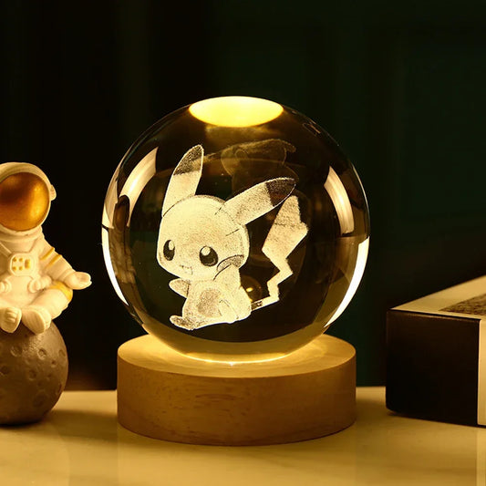 Pokéball Lumineuse en Cristal Pokémon Pikachu