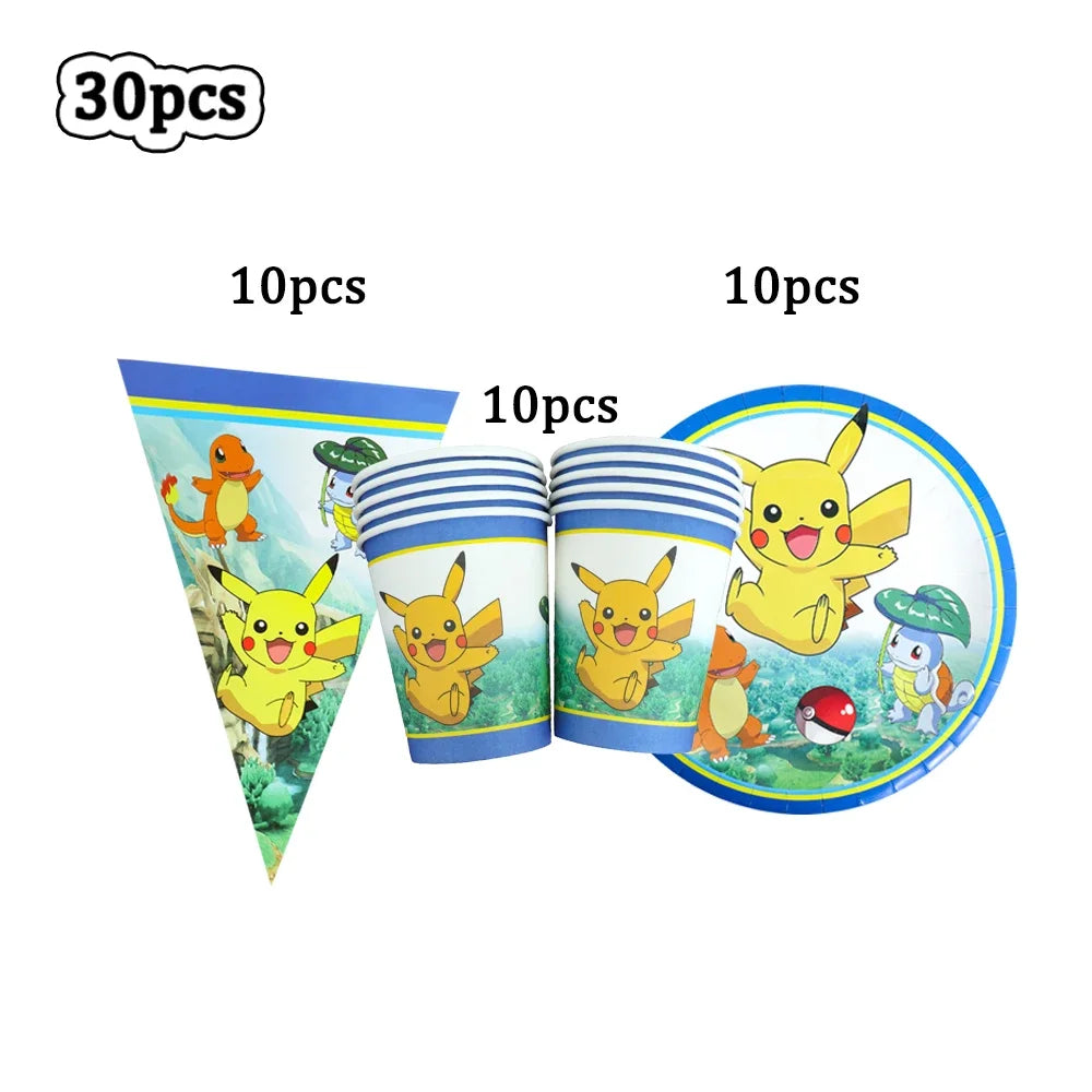 Ensemble de vaisselles jetable à thème de dessin animé Pokémon