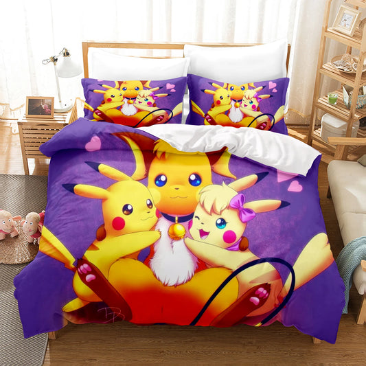Housse de Couette Pokémon Pikachu Pichu Raichu