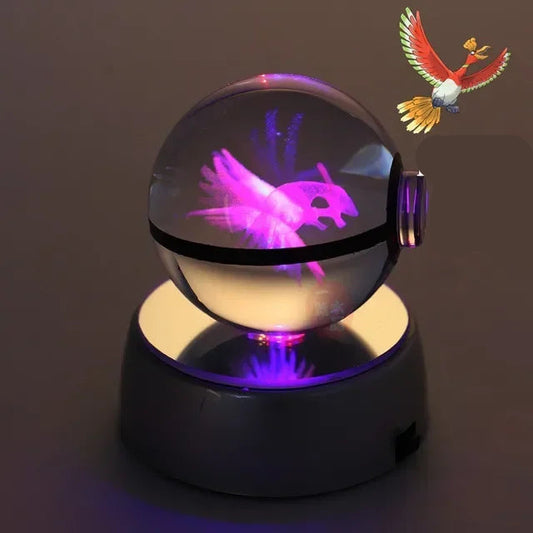 Pokéball Lumineuse en Cristal Pokémon Ho-Oh