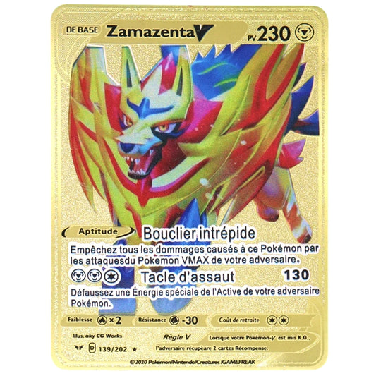 Carte Gold en Métal Pokémon Zamazenta
