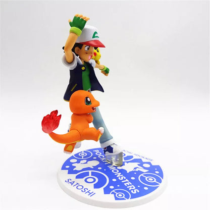 Figurine Pokémon Pikachu et Salameche avec Sacha