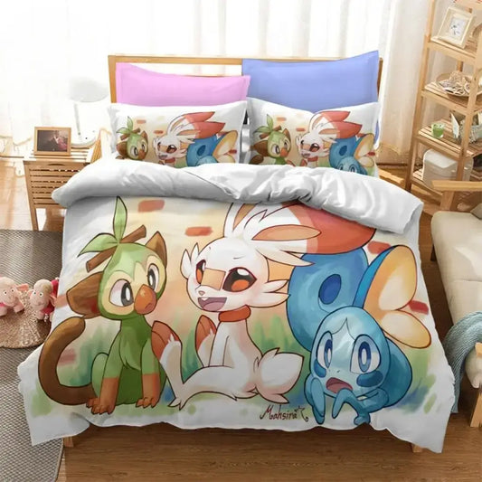 Housse de Couette Pokémon Ouistempo Flambino Larméléon